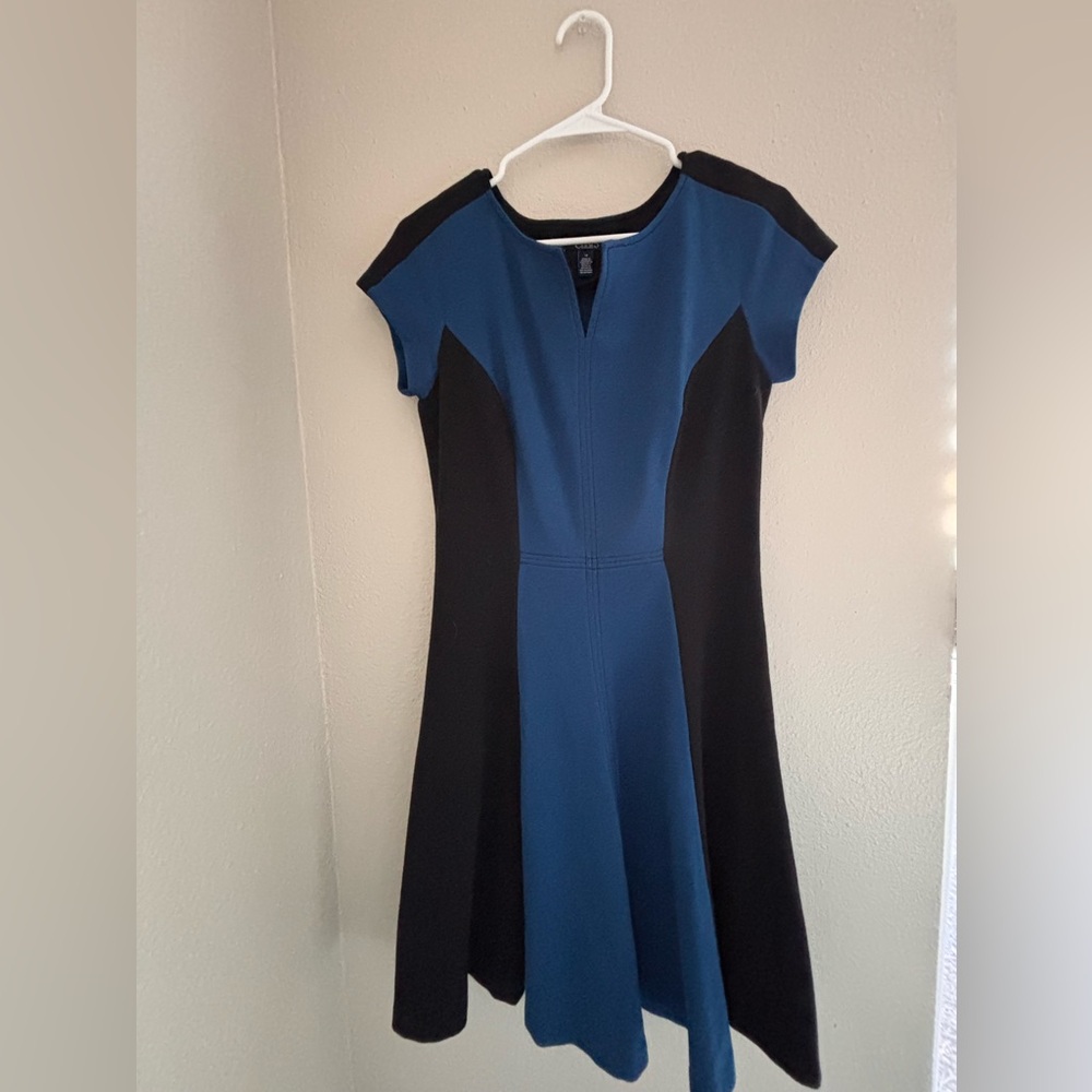 Chaps Blue and Black Midi Dress